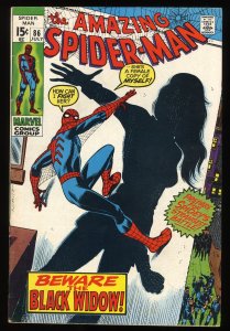 Amazing Spider-Man #86 VF- 7.5 Origin of Black Widow! Romita Cover!