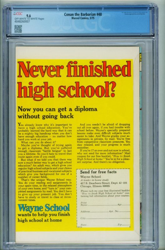 CONAN THE BARBARIAN #48 CGC 9.6 1975-comic book Red Sonja-4048260007