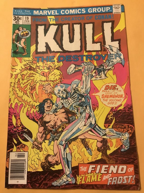 Kull the Destroyer #19 : Marvel 2/77 Fn; Evel Knievel cycle toy ad back cv.