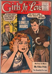 Girls In Love #52 1955-Quality-love triangle cover-False Pride-Lonely Hours-G