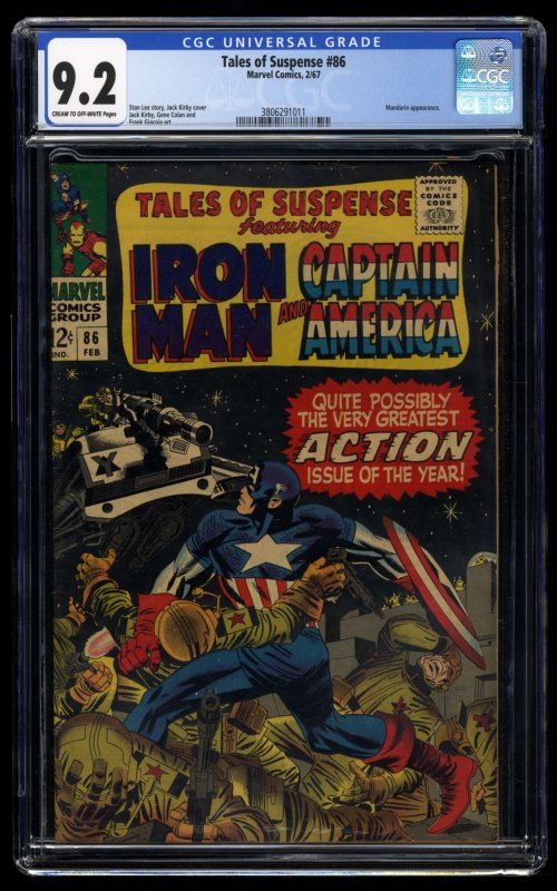 Tales Of Suspense #86 CGC NM- 9.2 Cream To Off White Iron Man Captain America!