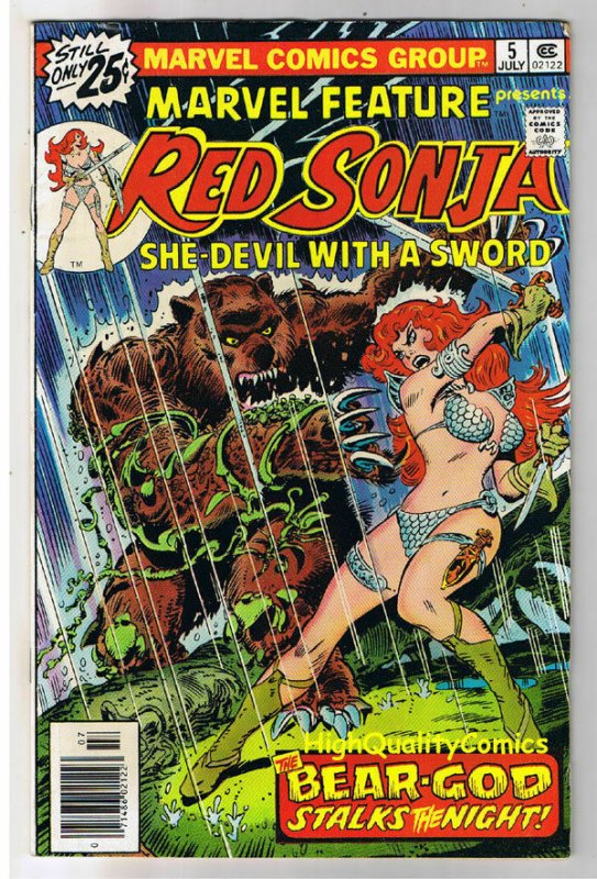 MARVEL FEATURE #5, FN+, Red Sonja She-Devil, Sword, 1975, more RS in store