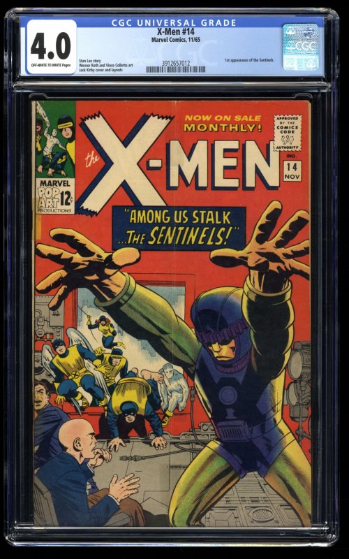 X-Men #14 CGC VG 4.0 Off White to White 1st Appearance Sentinels!