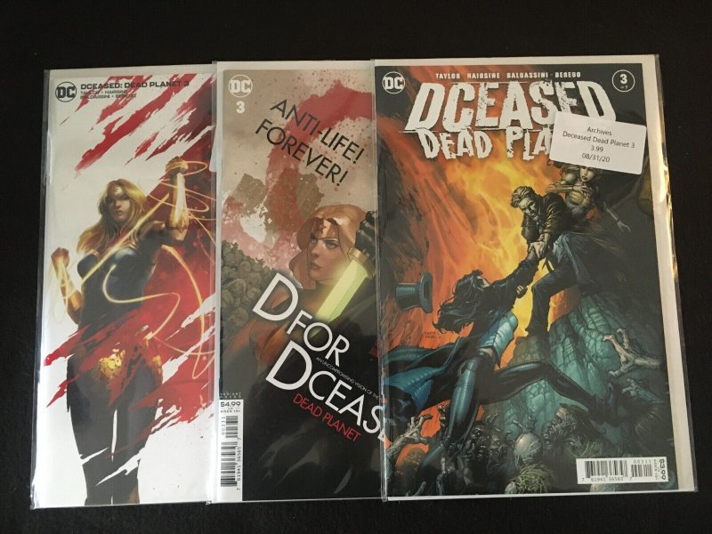 DCEASED: DEAD PLANET #3 Three Cover Versions, VFNM Condition