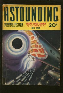 ASTOUNDING SCIENCE FICTION 12/1941-ROCKET COVER-LENSMEN SERIES-E E SMITH-vg