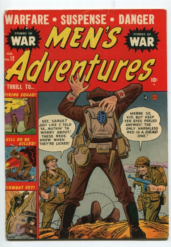 MEN'S ADVENTURES #12-1952-ATLAS-WAR STORIES-COMMIE COVER-VIOLENT-vg/fn