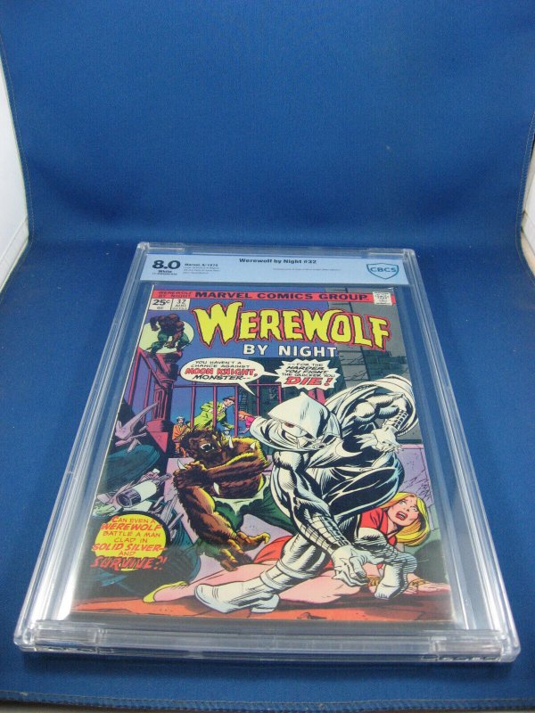 WEREWOLF BY NIGHT 32 CBCS 8.0 FIRST MOON KNIGHT WHITE PAGES MARVEL 1975