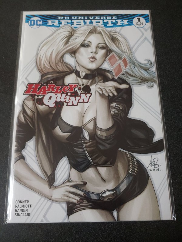 Harley Quinn Rebirth 1 Artgerm Stanley Lau B&W Variant