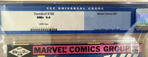 Daredevil #186 CGC 9.6 White Pages Marvel 1982 Frank Miller Cover Art