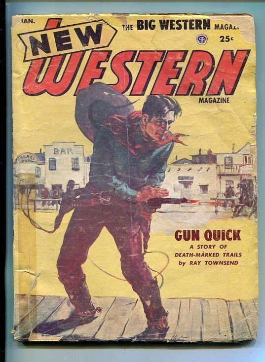 NEW WESTERN-JAN 1954-VIOLENT PULP FICTION-SHOOT OUT COVER-COBURN-good minus