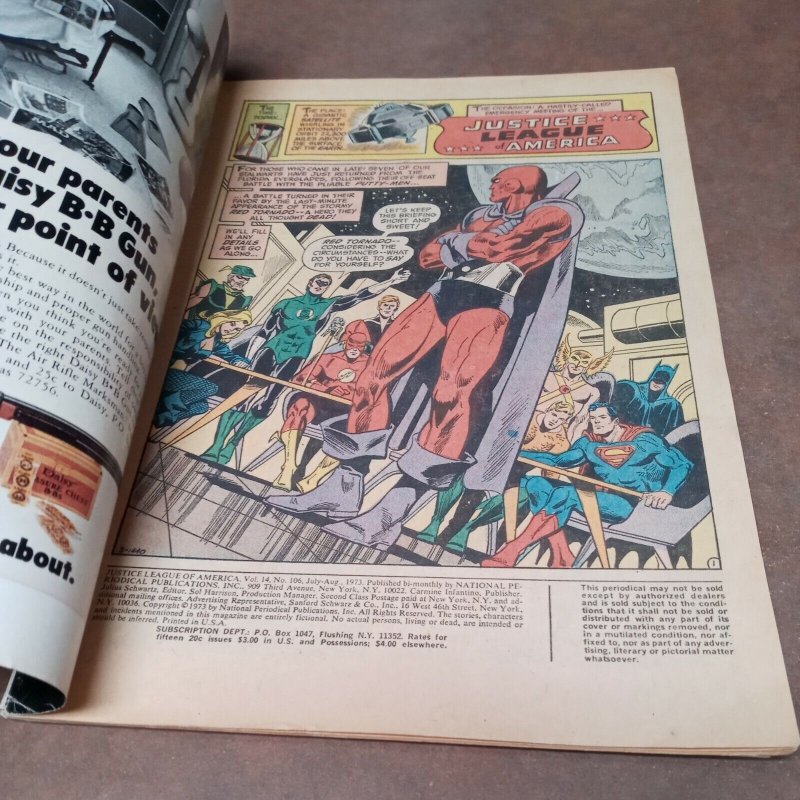 JUSTICE LEAGUE OF AMERICA #106 DC comics 1973 bronze age red tornado cover jla