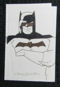 BATMAN Arms Crossed 5.5x8 Marker Sketch by Halewe / Signed