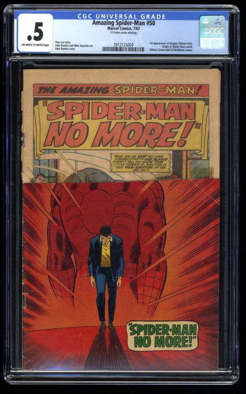 Amazing Spider-Man #50 CGC P 0.5 1st Appearance Kingpin! Stan Lee!
