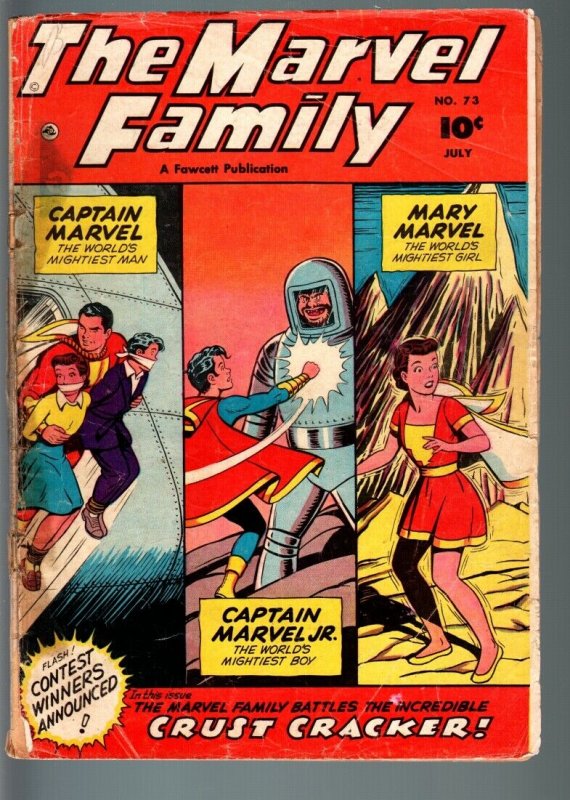 MARVEL FAMILY #73-1952-CAPTAIN MARVEL-MARY MARVEL-KING KULL-WORLD LAND SPEE FR/G