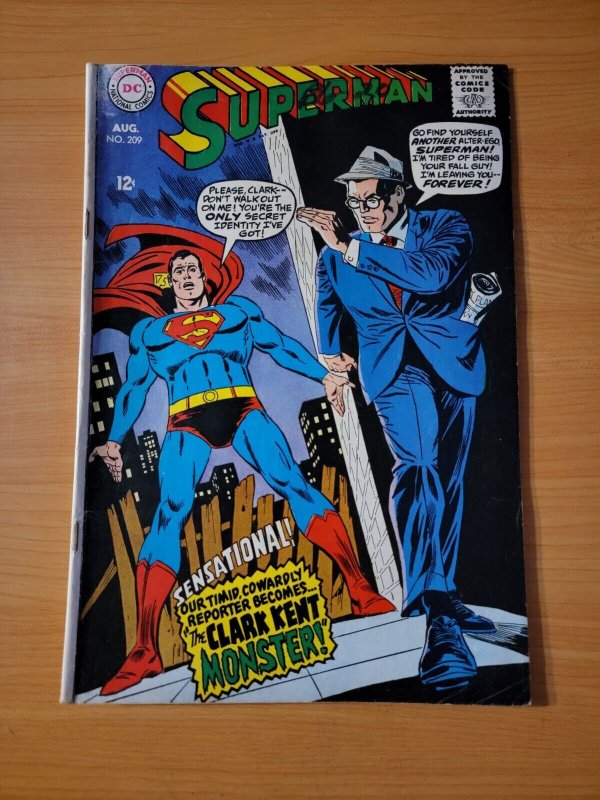 Superman #209 ~ VERY GOOD - FINE FN ~ 1968 DC Comics