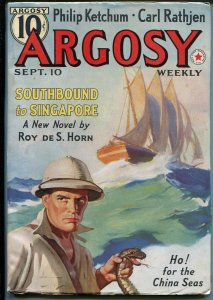 Argosy-9/10/1938-Munsey-snake cover-G J Rozen-pulp fiction-VF+