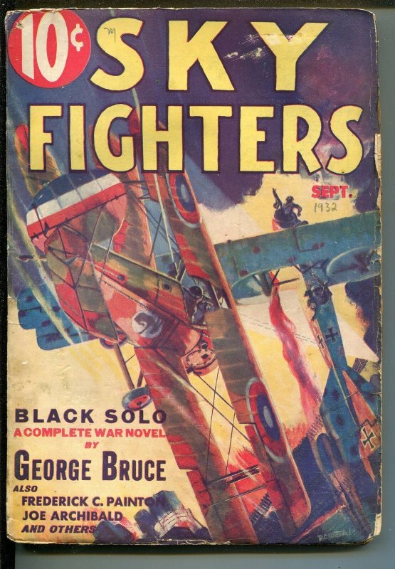 SKY FIGHTERS 01/1932-AIR WAR PULPS-WWI-3RD ISSUE-BLACK SOLO-GEORGE BRUCE-vg-