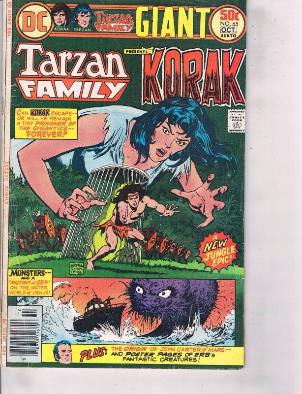 Lot Of 2 Comic Books DC Tarzan Family Korak #65 and Marvel Tarzan #2 ON7