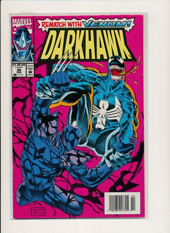 Marvel Comics DARKHAWK #36 Rematch with Venom  1994 ~ FN (PF477) 