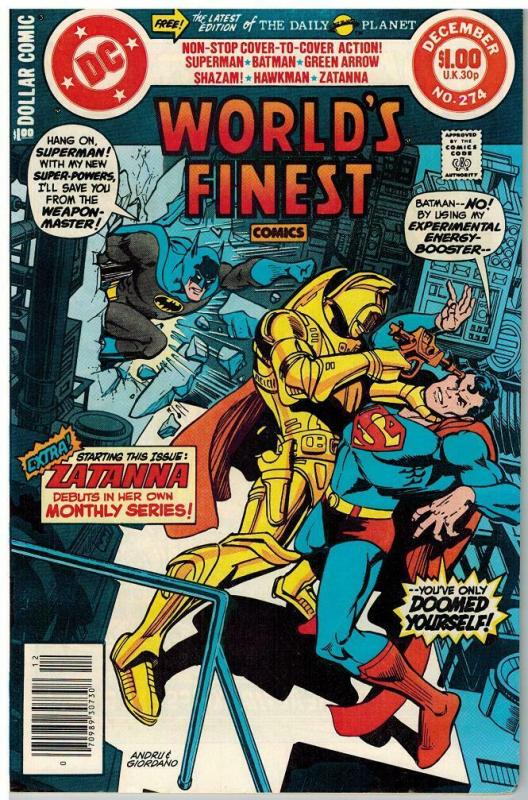 WORLDS FINEST 274 VF-NM $1 COVER GIANTS Dec. 1981 COMICS BOOK