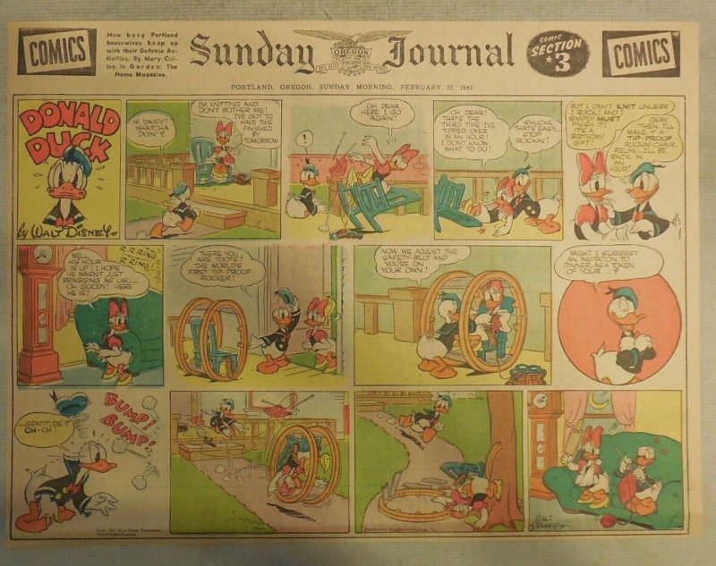 Donald Duck Sunday Page by Walt Disney from 2/22/1942 Half Page Size 