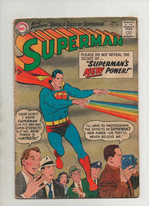 Superman #125 - The Secret Of Superman's New Power! - (Grade 3.5) 1958