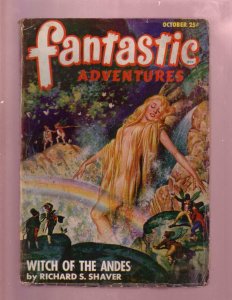 FANTASTIC ADVENTURES-OCT 1947-GOOD GIRL ART PULP COVER- G 