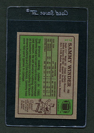 1984 Topps Sammy Winder