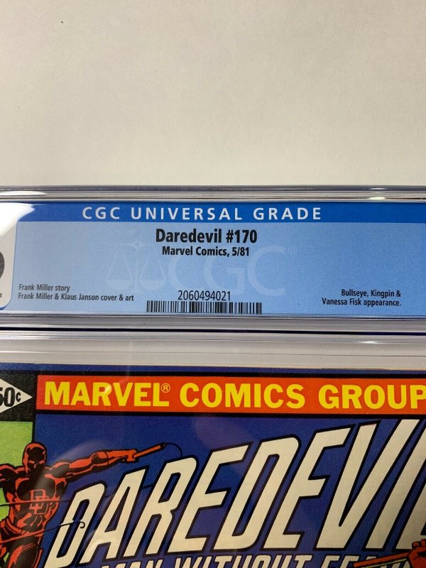 Daredevil 170 Cgc 9.6 Ow/White Pages Marvel Frank Miller 2060494021