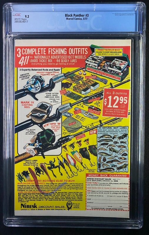 Black Panther (1977) #3 CGC Graded 9.2 White Pages Jack Kirby