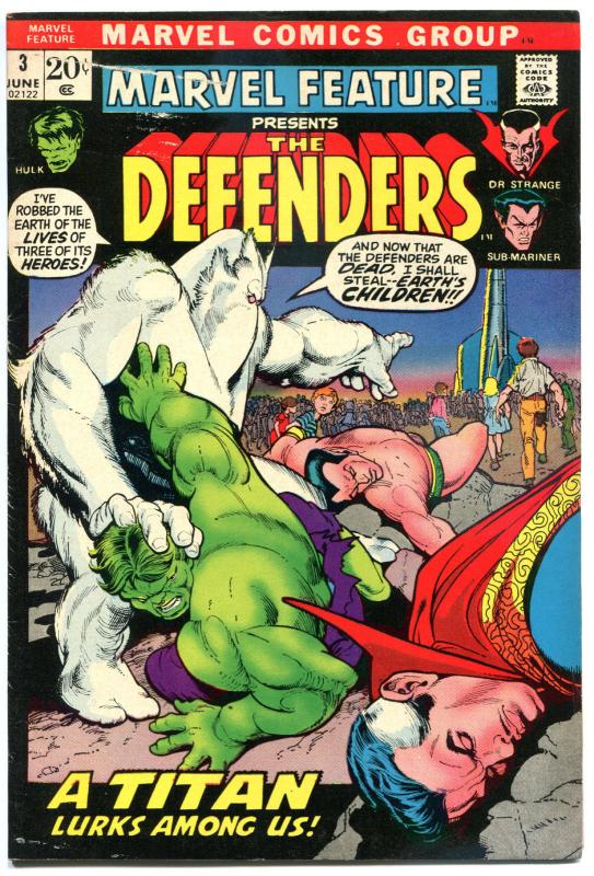 MARVEL FEATURE #3, FN+, Defenders, Hulk, Dr Strange, 1971, Doctor, Bronze age