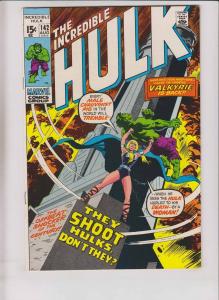 Incredible Hulk #142 VF- roy thomas - herb trimpe -1st valkyrie - august 1971