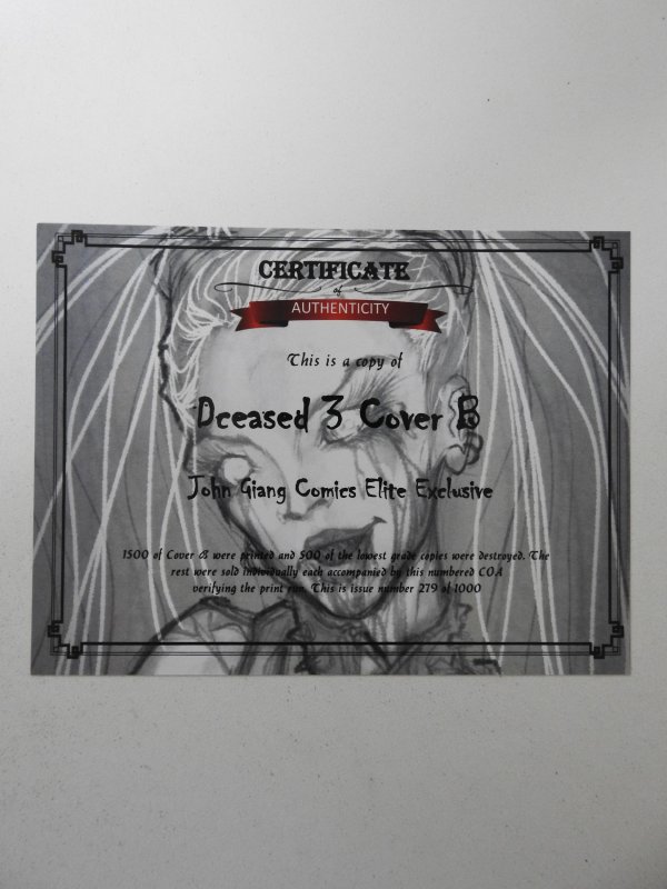 DCeased #3 Comics Elite Cover B (2019) VF/NM Condition! W/ COA!