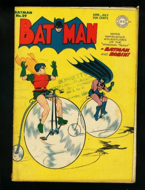 BATMAN #29-1945--DC COMICS-ROBIN--BICYCLE COVER-RARE! VG