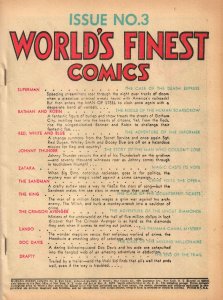 WORLD'S FINEST COMICS #3 (Fall1941) 6.0 FN Superman and Batman! Bob Kane!