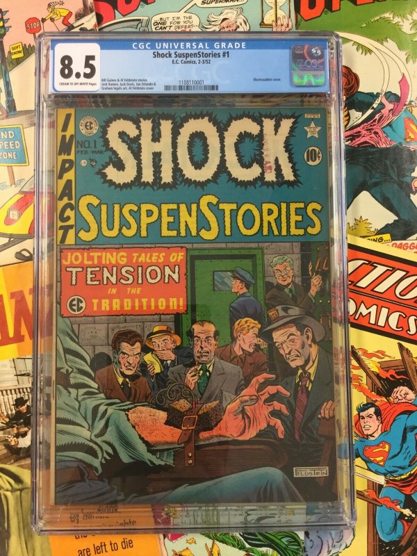 Shock Suspenstories #1 CGC 8.5 VF+ electrocution cover BILL GAINES 1952 golden