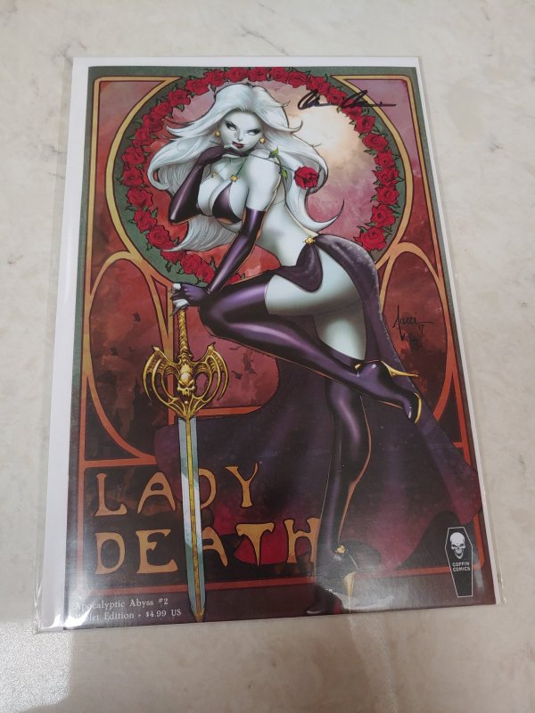 LADY DEATH APOCALYPTC ABYSS #2 VIOLET EDITION SIGNED BY BRIAN PULIDO WITH COA