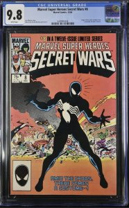 Marvel Super-Heroes Secret Wars #8 CGC 9.8 WHITE Pages 1st Black Suit MCU 1984