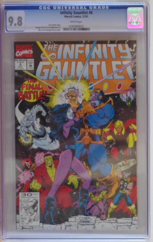 INFINITY GAUNTLET #6, CGC = 9.8, NM/M, Thanos, Avengers, 1991, more in store