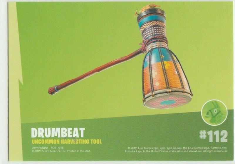 Fortnite Drumbeat 112 Uncommon Harvesting Tool Panini 2019 trading card series 1