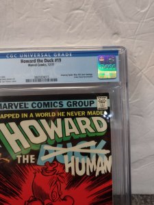 HOWARD THE DUCK #19 CGC 9.0 WHITE PAGES *AMAZING SPIDER-MAN #50 HOMAGE COVER*