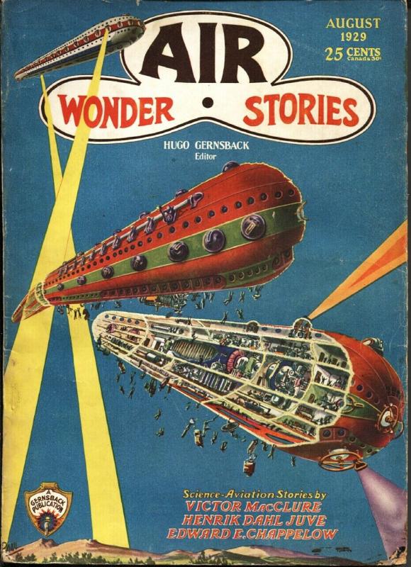 Air Wonder Stories 8/1929-Gernsback-Frank R Paul-sci-fi pulp thrills-vg/fn