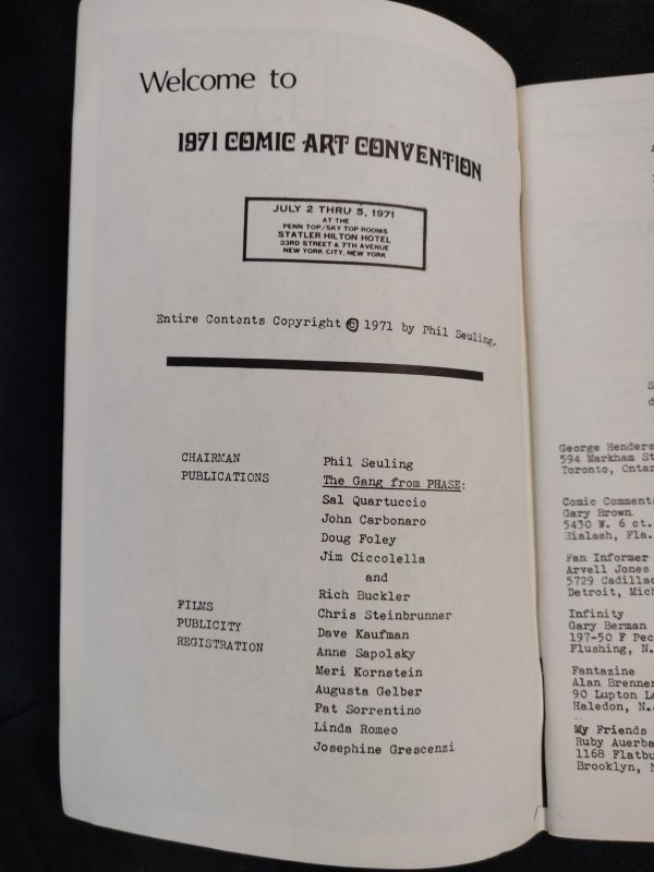 1971 Comic Art Convention New York Program - James Steranko cover (9/9.2)