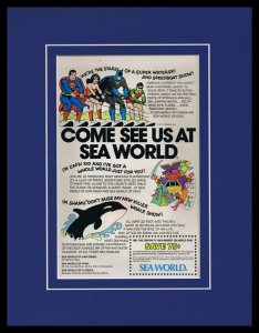 Superman Batman DC 1977 Sea World Framed 11x14 ORIGINAL Vintage Advertisement