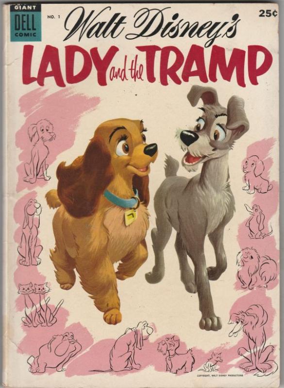 Lady and the Tramp #1 (Jun-55) FN/VF Mid-High-Grade Lady, Tramp, Jocko, Beaur...