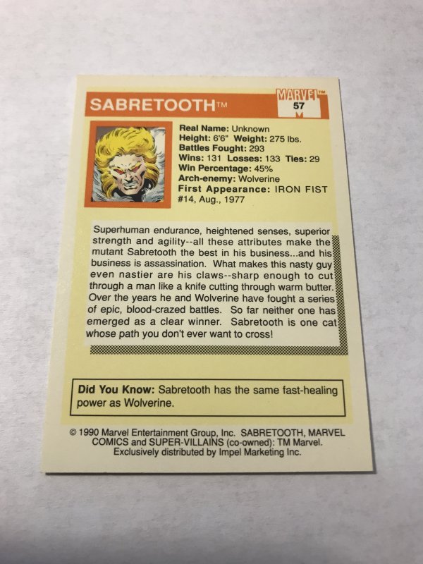 SABRETOOTH #57 : 1990 Marvel Universe Series 1 card, NM/M high grade, X-Men