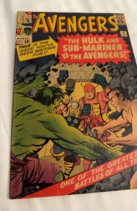 The Avengers #3  (1964) Hulk/Namor vs the avengers see description
