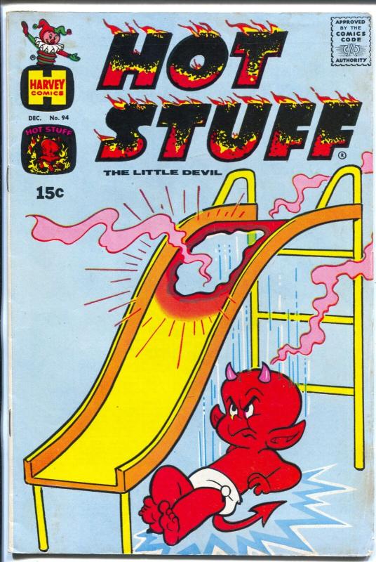 Hot Stuff #94 1969-Harvey-burns hole in metal slide-bizarre cover-FN-