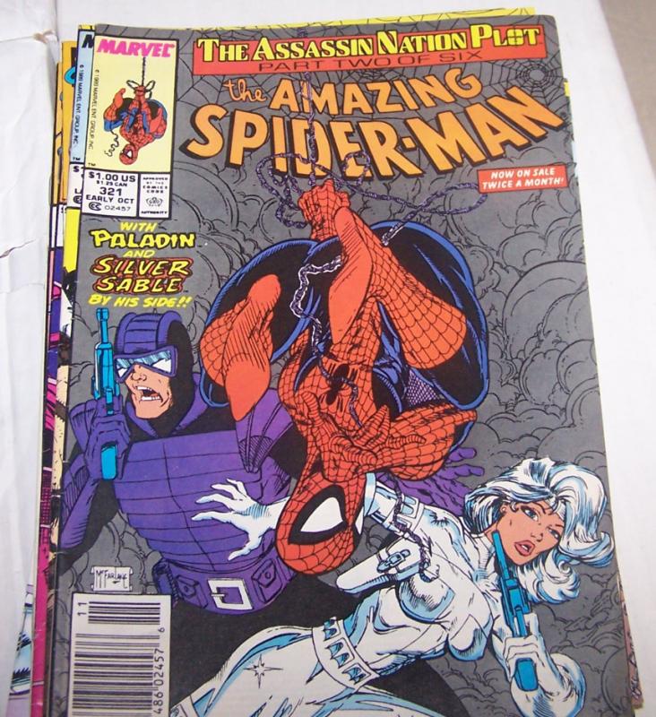 Amazing Spider-Man # 321 assassin nation plot  mcfarlane silver sable paladin