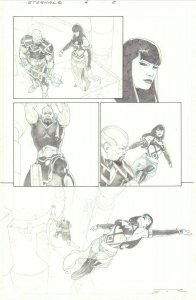 Eternals #4 p.2 - Phastos & Sersi Flies Off - 2021 Signed art by Esad Ribic